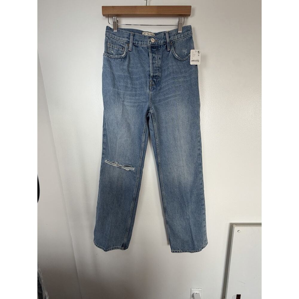 We The Free Women’s Blue Distressed High Rise Straight Leg Denim Jeans - Picture 6 of 16